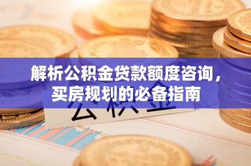 惠城解析公积金贷款额度咨询，买房规划的必备指南