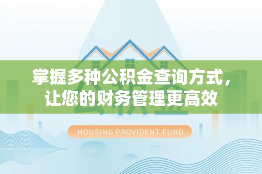 惠城掌握多种公积金查询方式，让您的财务管理更高效
