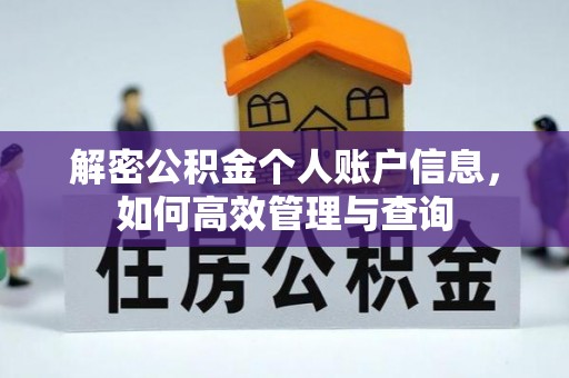 惠城解密公积金个人账户信息，如何高效管理与查询